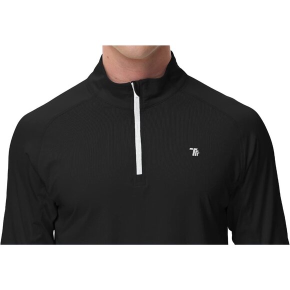 🆕 Men Black Pullover Golf Polo Shirts Long Sleeve Breathable Soft Running Tops - Picture 6 of 7